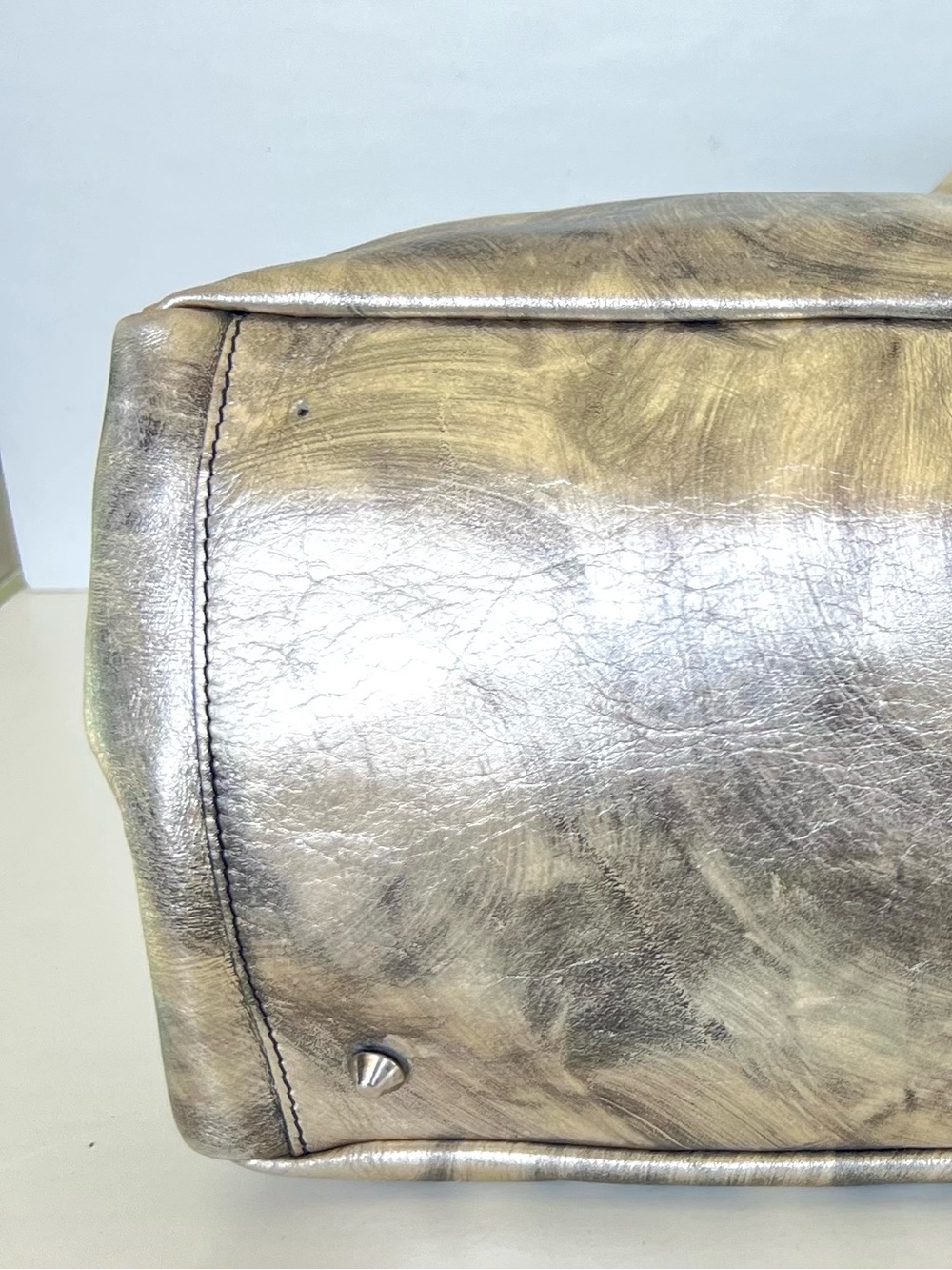 Maurizio Taiuti Metallic Swirl Leather Tote - Silver & Gold Tones - Picture 11 of 14